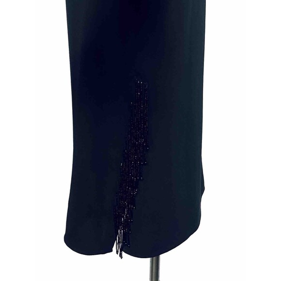 Chicos Black Label Beaded Fringe Tunic Blouse Size 1 (M) Keyhole Neckline Back - Picture 7 of 8